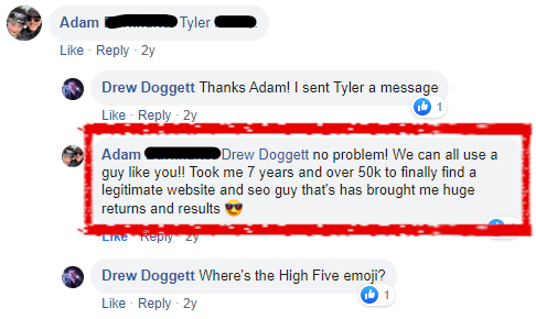 Adam FB comment testify