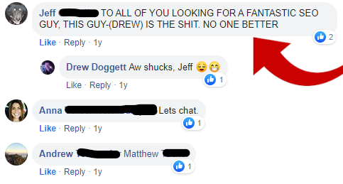 Jeff FB comment testimonial