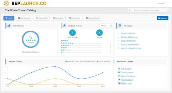 Rep Launch CRM dashboard